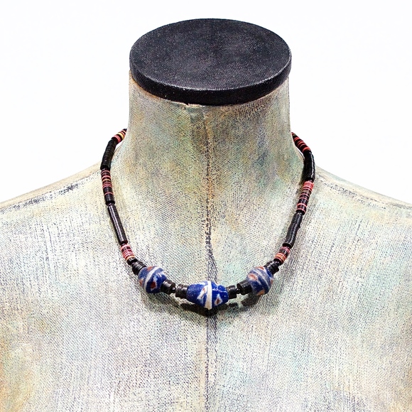 VTG 70's African Trade Bead Tribal Ethnic Necklace - Picture 3 of 4